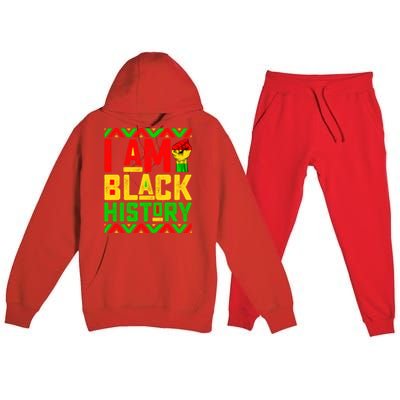 I Am Black History Month Pink And Green Juneteenth Cool Gift Premium Hooded Sweatsuit Set