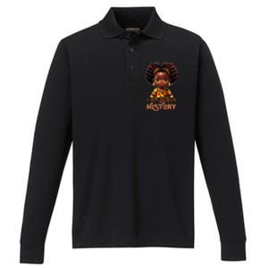 I Am Black History Month African American Melanin Queen  Performance Long Sleeve Polo