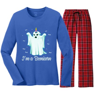 Im A Boonicorn Cute Halloween Gift Funny Ghost Unicorn Meaningful Gift Women's Long Sleeve Flannel Pajama Set 