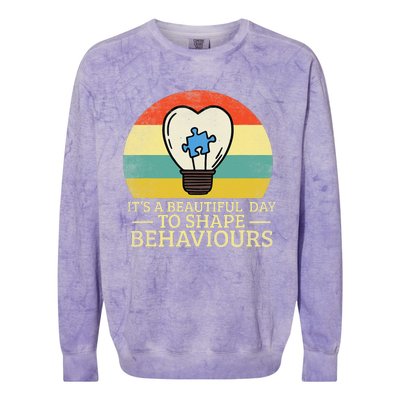 It's A Beautiful Day To Shape Behaviors Autism Teacher Colorblast Crewneck Sweatshirt