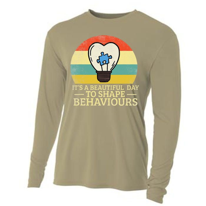 It's A Beautiful Day To Shape Behaviors Autism Teacher Cooling Performance Long Sleeve Crew