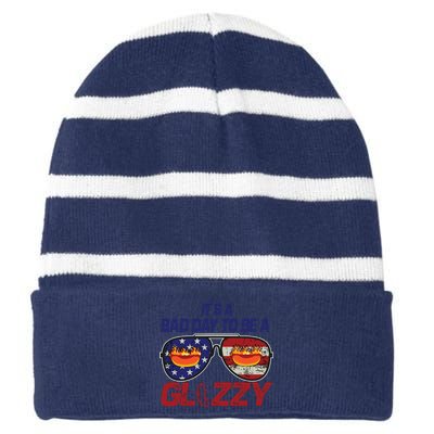 Its A Bad Day To Be A Glizzy Funny Hotdog Striped Beanie with Solid Band