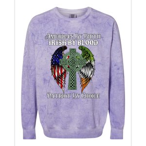 Irish American By Birth Irish By Blood St Patricks Day Colorblast Crewneck Sweatshirt