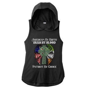 Irish American By Birth Irish By Blood St Patricks Day Ladies PosiCharge Tri-Blend Wicking Draft Hoodie Tank