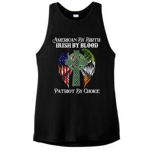 Irish American By Birth Irish By Blood St Patricks Day Ladies PosiCharge Tri-Blend Wicking Tank