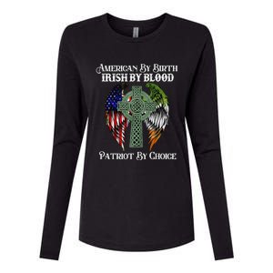 Irish American By Birth Irish By Blood St Patricks Day Womens Cotton Relaxed Long Sleeve T-Shirt