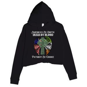 Irish American By Birth Irish By Blood St Patricks Day Crop Fleece Hoodie