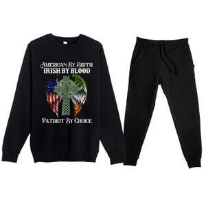 Irish American By Birth Irish By Blood St Patricks Day Premium Crewneck Sweatsuit Set