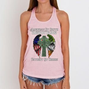 Irish American By Birth Irish By Blood St Patricks Day Women's Knotted Racerback Tank