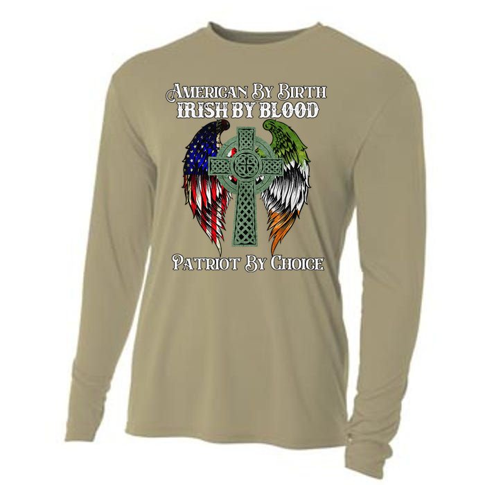 Irish American By Birth Irish By Blood St Patricks Day Cooling Performance Long Sleeve Crew