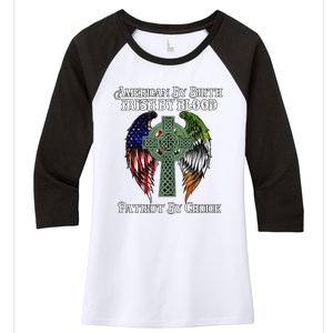 Irish American By Birth Irish By Blood St Patricks Day Women's Tri-Blend 3/4-Sleeve Raglan Shirt