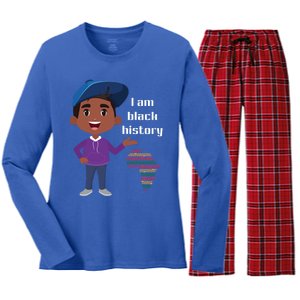 I Am Black History Black Ancestry African American Gift Women's Long Sleeve Flannel Pajama Set 