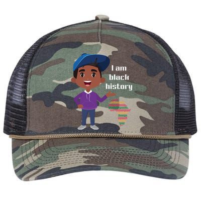 I Am Black History Black Ancestry African American Gift Retro Rope Trucker Hat Cap