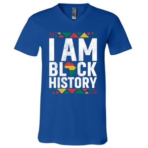 I Am Black History Black History Month Africa Map Pride Gift V-Neck T-Shirt