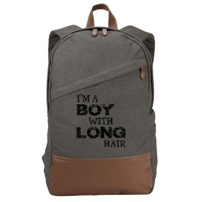 I'm A Boy With Long Hair Funny kid boy Cool Long Hair Cotton Canvas Backpack