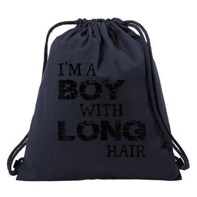 I'm A Boy With Long Hair Funny kid boy Cool Long Hair Drawstring Bag