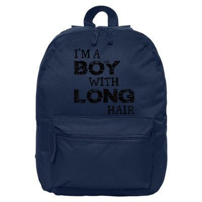 I'm A Boy With Long Hair Funny kid boy Cool Long Hair 16 in Basic Backpack