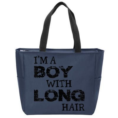 I'm A Boy With Long Hair Funny kid boy Cool Long Hair Zip Tote Bag