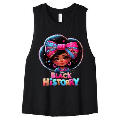 I Am Black History Month Black Melanin Women's Racerback Cropped Tank