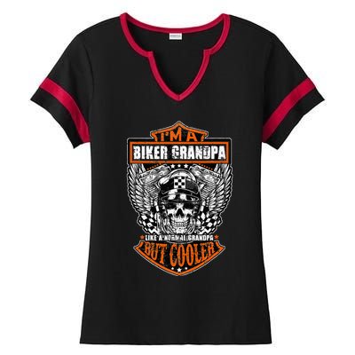 Im A Biker Grandpa Like A Normal Grandpa But Cooler Gifts Ladies Halftime Notch Neck Tee