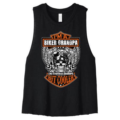 Im A Biker Grandpa Like A Normal Grandpa But Cooler Gifts Women's Racerback Cropped Tank