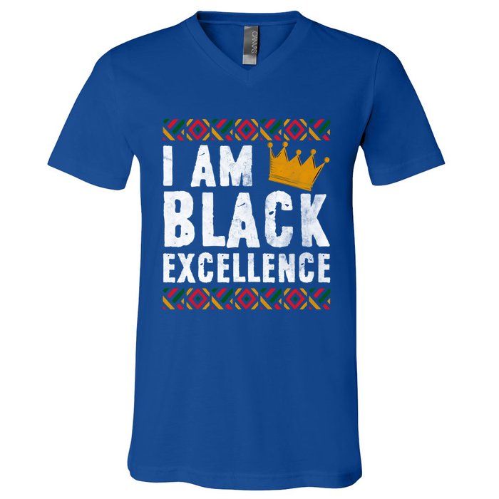 I Am Black Excellence Cute Gift African American Black History Gift V-Neck T-Shirt