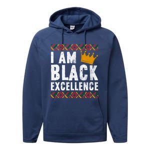 I Am Black Excellence Cute Gift African American Black History Gift Performance Fleece Hoodie