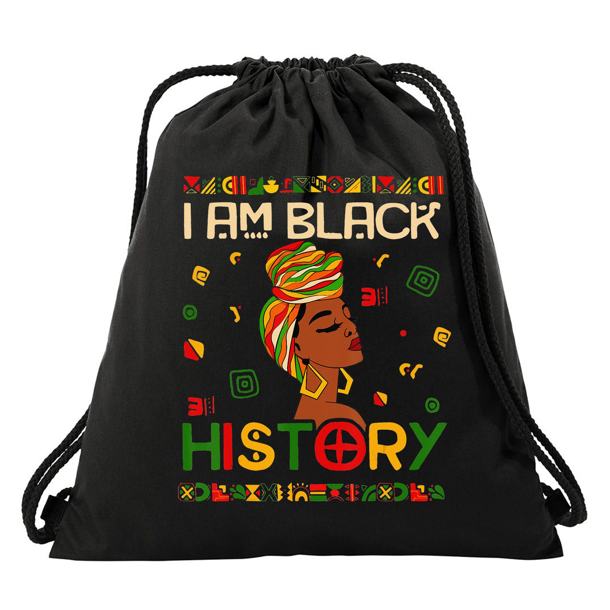 I Am Black History Month African American Drawstring Bag