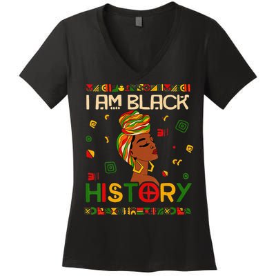 I Am Black History Month African American Women's V-Neck T-Shirt