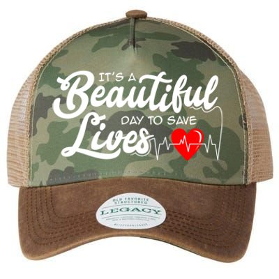 It's A Beautiful Day To Save Lives Funny Nursing Careers Great Gift Legacy Tie Dye Trucker Hat