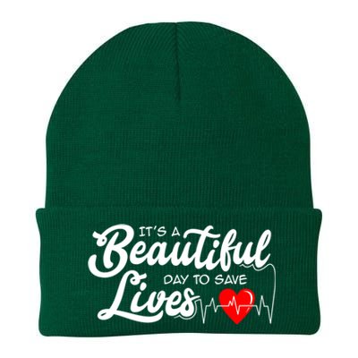 It's A Beautiful Day To Save Lives Funny Nursing Careers Great Gift Knit Cap Winter Beanie