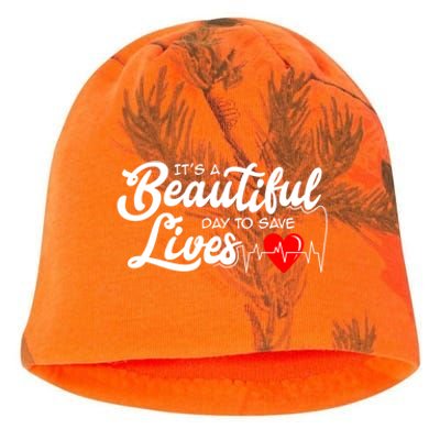 It's A Beautiful Day To Save Lives Funny Nursing Careers Great Gift Kati - Camo Knit Beanie