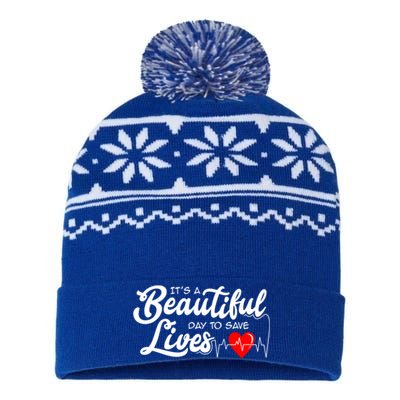 It's A Beautiful Day To Save Lives Funny Nursing Careers Great Gift USA-Made Snowflake Beanie