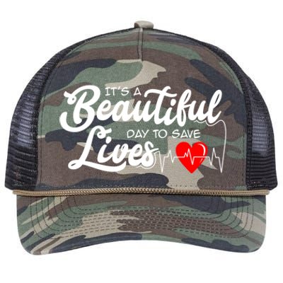 It's A Beautiful Day To Save Lives Funny Nursing Careers Great Gift Retro Rope Trucker Hat Cap