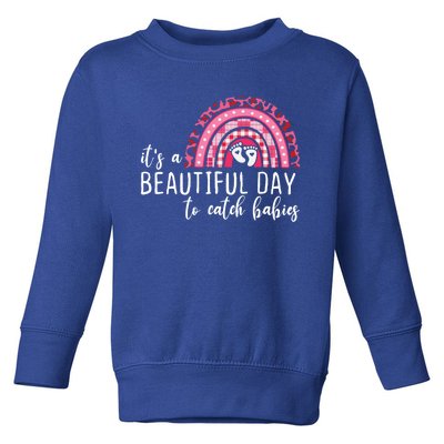 It's A Beautiful Day To Catch Babies Best Obgyn Midwife Ob Gift Toddler Sweatshirt