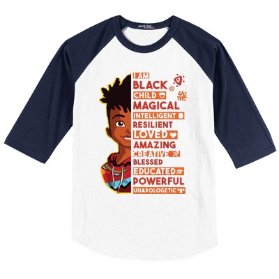 I Am Black History Month Boy African American Baseball Sleeve Shirt