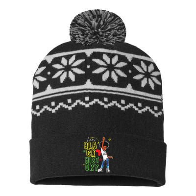 I Am Black History Month Girl Afro American USA-Made Snowflake Beanie