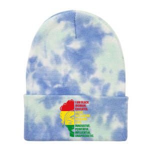 I Am Black And Educated Meaningful Gift Tie Dye 12in Knit Beanie