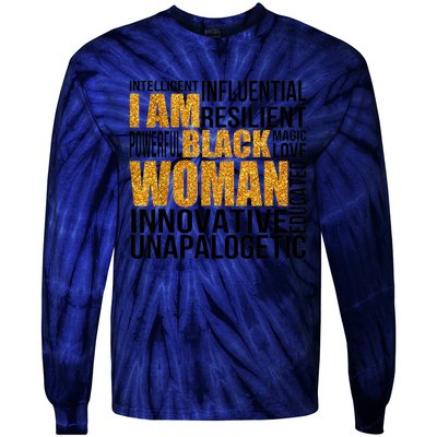 I Am Black Woman Black History Month Educated Black Girl Tie-Dye Long Sleeve Shirt