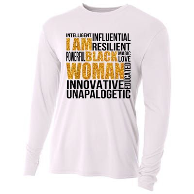 I Am Black Woman Black History Month Educated Black Girl Cooling Performance Long Sleeve Crew