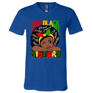 I Am Black History Black Afro Melanin Queen Peekaboo Gift V-Neck T-Shirt