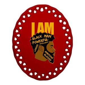 I Am Black King Powerful Leader Black History Month Dad Gift Ceramic Oval Ornament