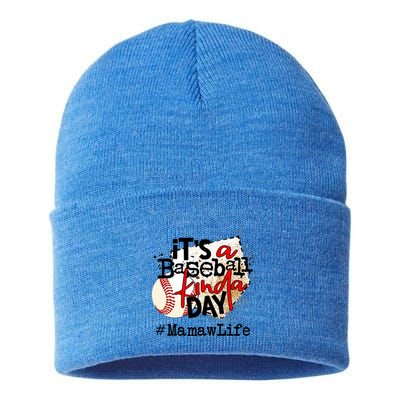 Its A Baseball Kinda Day Gift Baseball Mamaw Life Great Gift Sustainable Knit Beanie