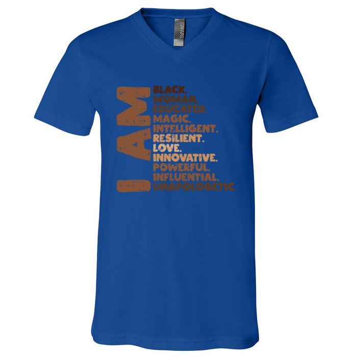 I Am Black Melanin Africa Pride History Bhm Gift V-Neck T-Shirt