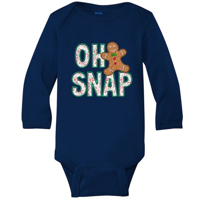 Oh Snap Gingerbread, Funny Christmas,Christmas Gift, Christmas In July Baby Long Sleeve Bodysuit