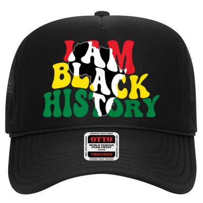 I Am Black History Month African American High Crown Mesh Back Trucker Hat