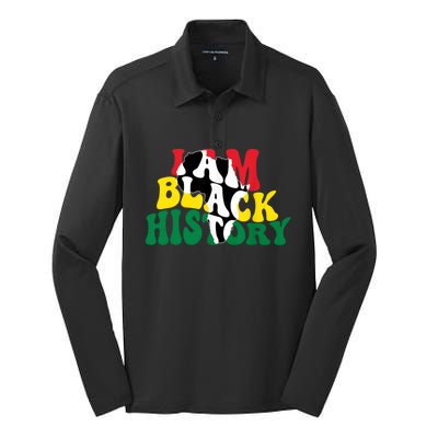 I Am Black History Month African American Silk Touch Performance Long Sleeve Polo