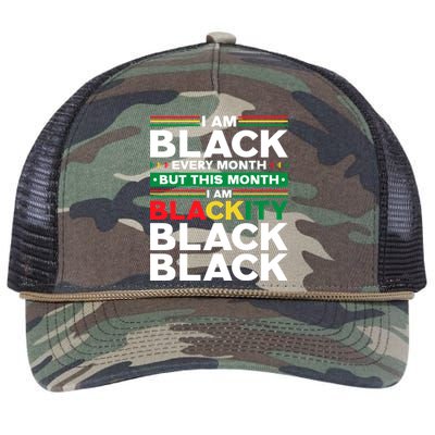 I Am Black Every Month But This Month I'm Blackity Black Meaningful Gift Retro Rope Trucker Hat Cap