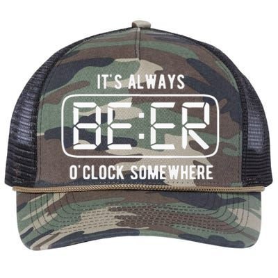 ItS Always Beer OClock Somewhere Summer Retro Rope Trucker Hat Cap