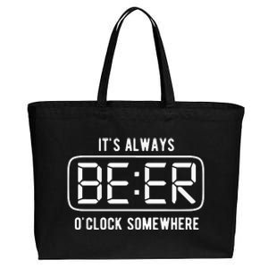 ItS Always Beer OClock Somewhere Summer Cotton Canvas Jumbo Tote